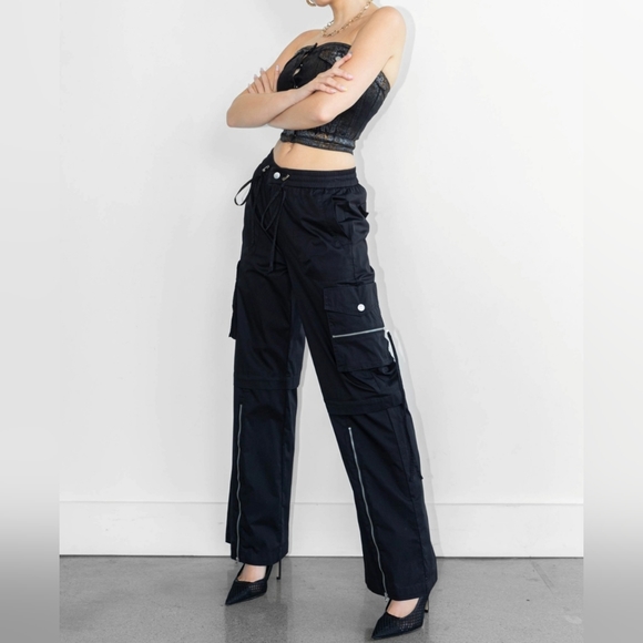 #84 SALE 🛑48 M  BOHO CHIC FABULOUS WIDE LEG CARGO PANTS - Picture 5 of 10